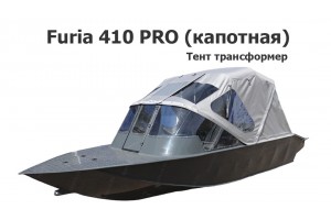 Тент трансформер на лодку Furia 410 PRO капотная (BoomBoats)